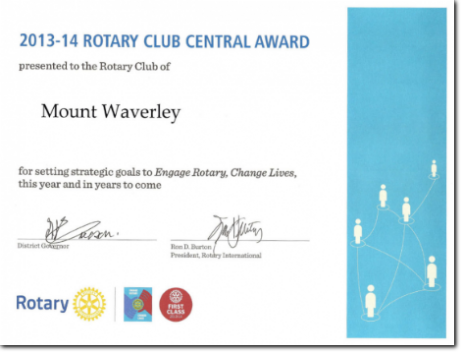 2013-14 Rotary Club Central Award